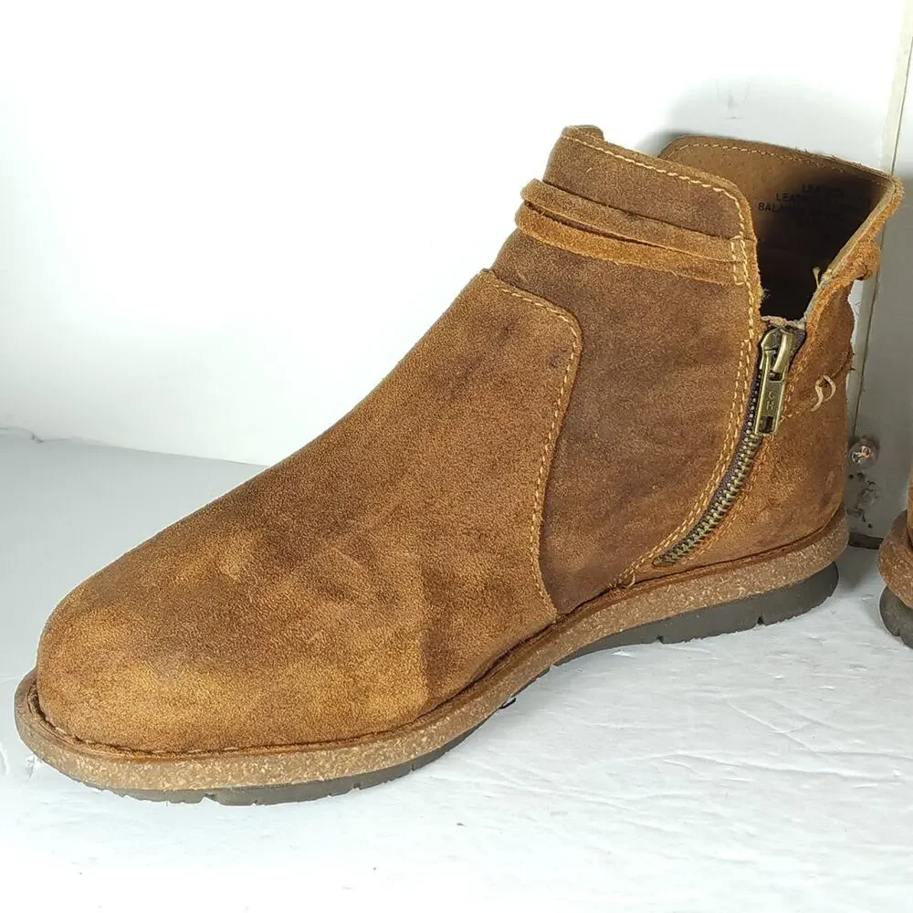 Born Women's Tarkiin US 11 Brown Distressed Suede Side Zip Ankle Boots Booties